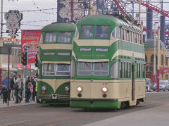 
Trams 700 and 717, Blackpool Tramways, October 2009